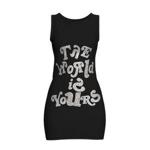 “The world is yours” VVS silver black dress